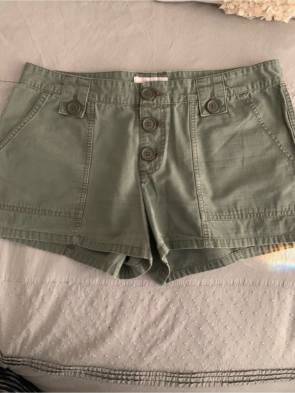 Xhilaration Olive Green Mid-Rise Button-Front Shorts Casual Styling